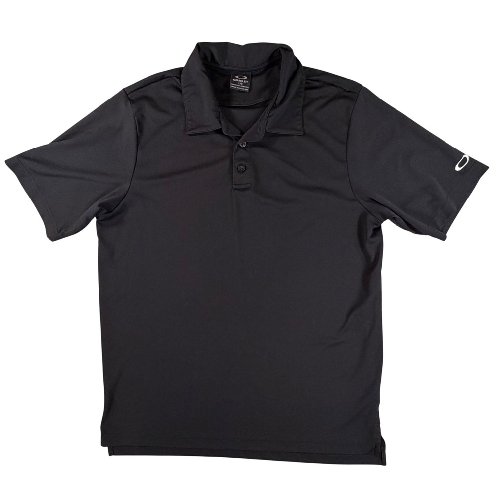 Oakley Polo Shirt Mens Large Black Short Sleeve Performance Golf Logo athletic